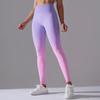 Леггинсы для йоги с высокой талией и градиентом, женские леггинсы для фитнеса, бесшовные вязаные эластичные колготки, брюки для занятий велоспортом и подъемом бедер