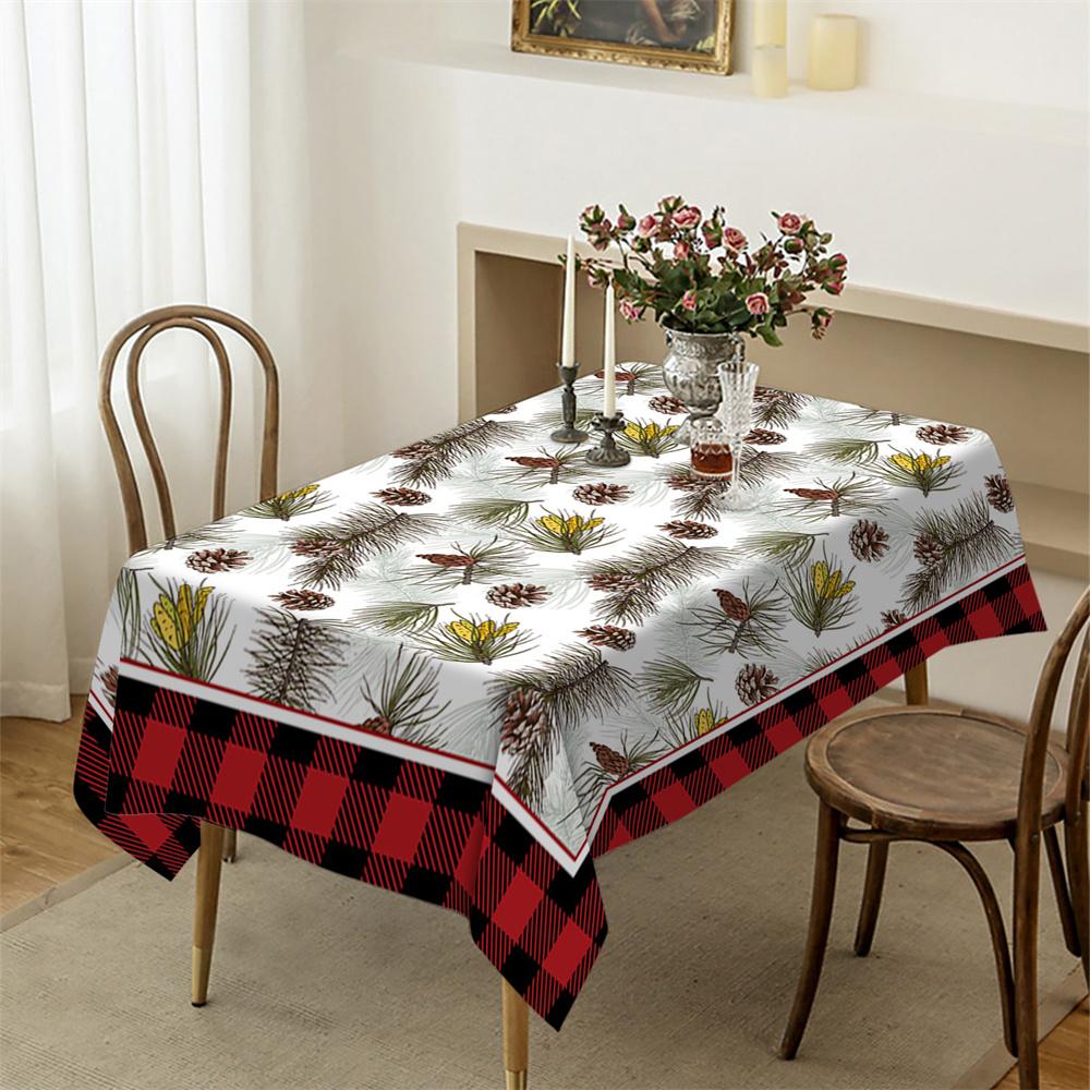 Plaid Christmas tree table cloth Table cloth Snowflake bird Christmas tree Christmas party Table cloth End table tablecloth