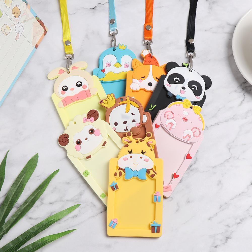 Многоцветный протектор для бейджа, милый чехол для карточки с животным, кармашек для визитки/ID-карты, держатели для карт
