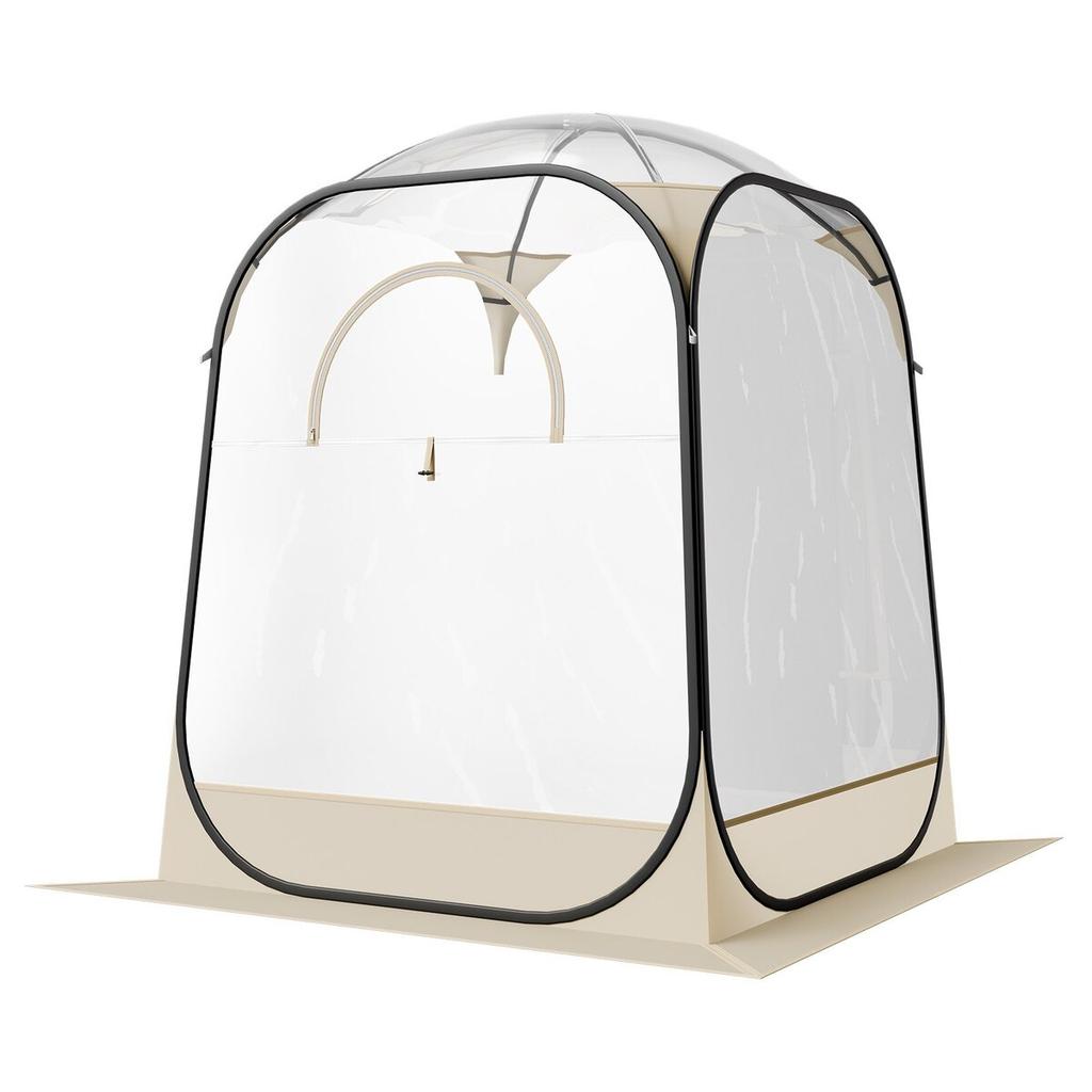 Pop up Sports Tent, 1.27x1.27 m Clear Bubble Tent for 1 Person, Waterproof Outdoor Pod with Floor Mat & Top Cover, Garden Igloo Dome Tents Camping
