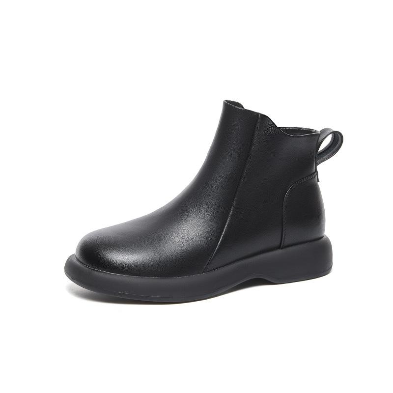 Осень и зима ретро коровья кожа ботинки Мартин женские ботинки 2025 популярные короткие ботинки универсальные плоский каблук челси женская обувь ботинки