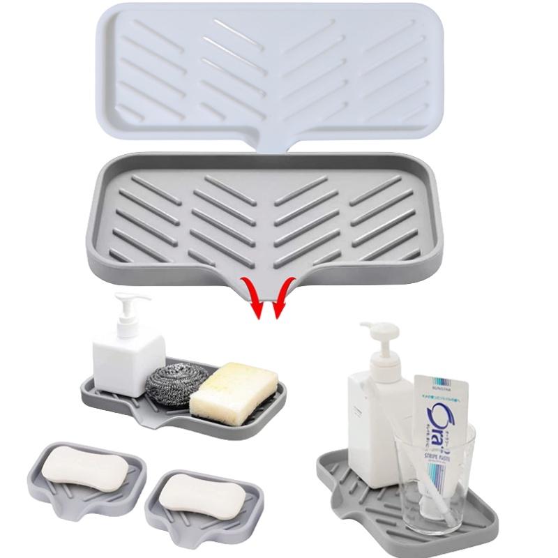 Силиконовая мыльница премиум-качества с дренажной подкладкой, большой размер, сланцево-серый