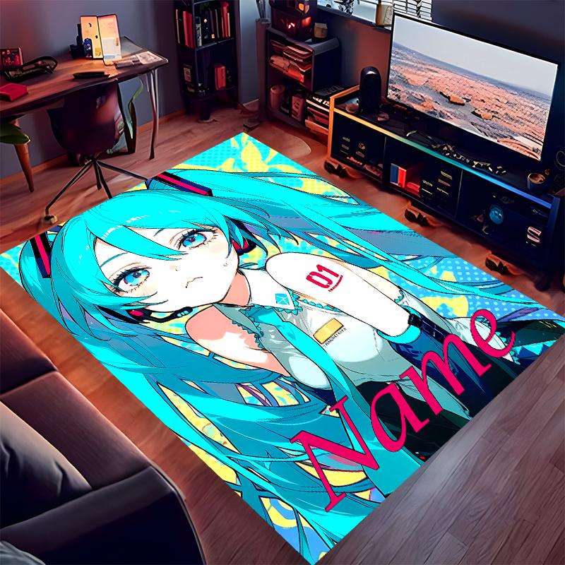 Custom personalization Hatsune Miku Print Area Rug - Soft, Washable Non-Slip Indoor Mat,Living Room,Home&Office Decorative Rug
