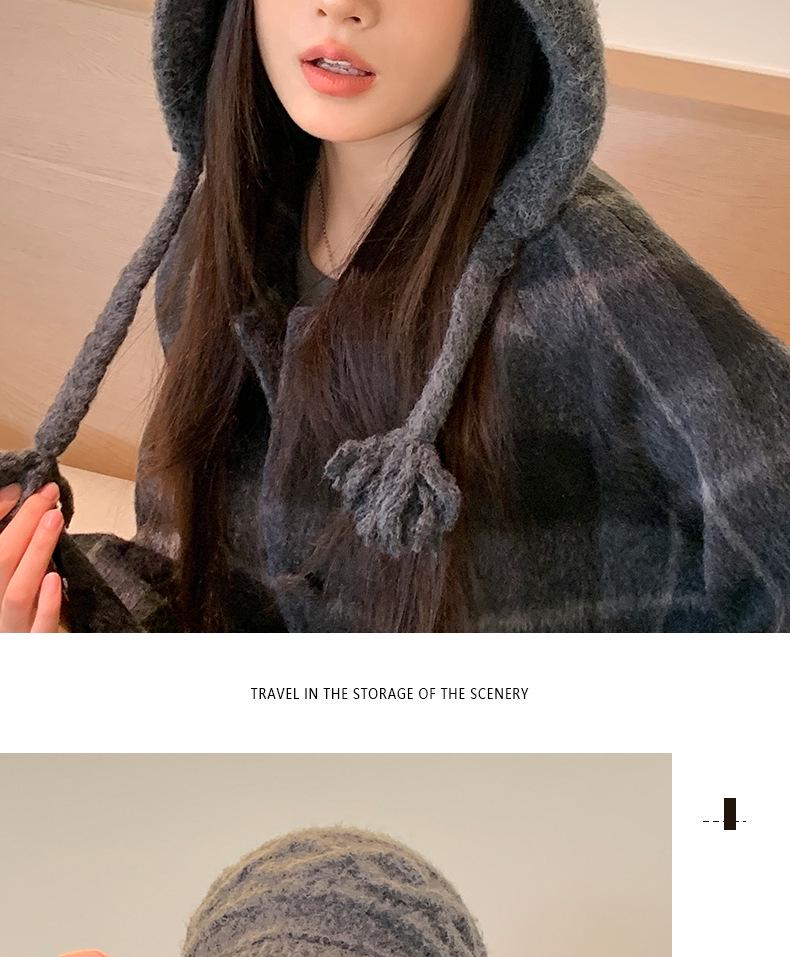 Универсальная утолщенная вязаная шерстяная шапка с кисточками - Теплый, ветрозащитный пуловер для осени/зимы (2025)