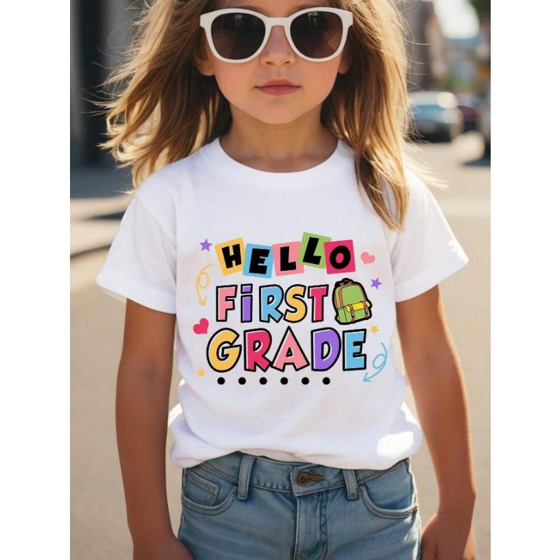 Детская одежда Футболка с круглым вырезом и короткими рукавами для девочек Детская одежда Верхняя женская базовая рубашка