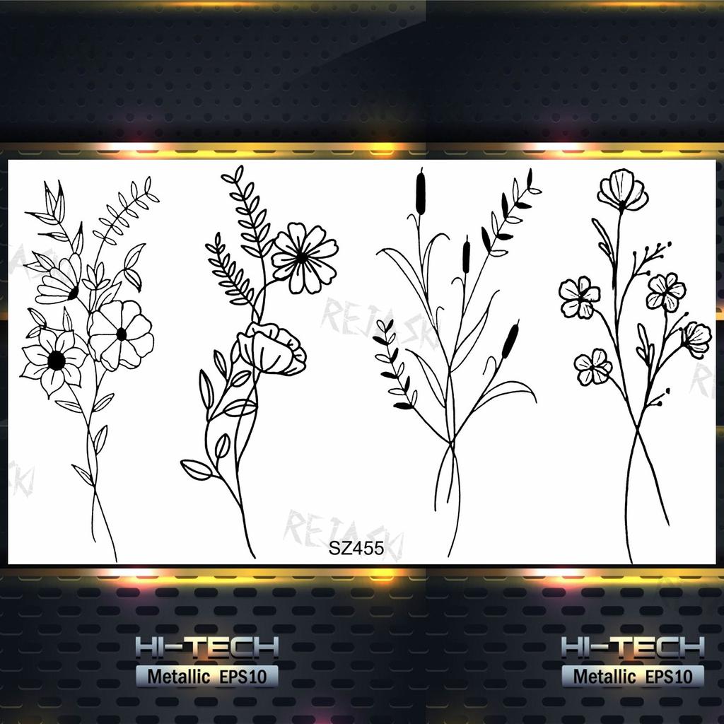 Hyacinth Daisy Temporary Tattoos For Women Girl Lavender Peony Fake Tattoo Sticker Daffodil Tulip Wrist Fashion Waterproof Tatoo