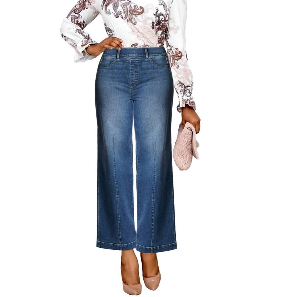 Новые Широкие Джинсы Для Женщин С Швом Спереди Широкие Джинсы Цвет Повседневные Модные Брюки