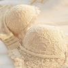 No Wire Lace Bra Thin Push-up Underwear Women's Lace Spaghetti Strap Underwear with Push Up Wireless Bra Mid Waist