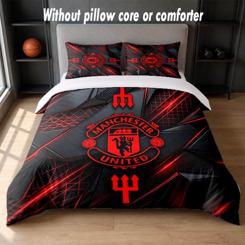 Дизайн Manchester United Постельное белье 1 пододеяльник + 2 наволочки Мягкое дышащее домашнее постельное белье
