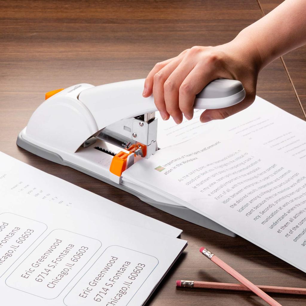 Степлер AmazonBasics Tabletop 130 White, большой, прочный, листы, стандартный,