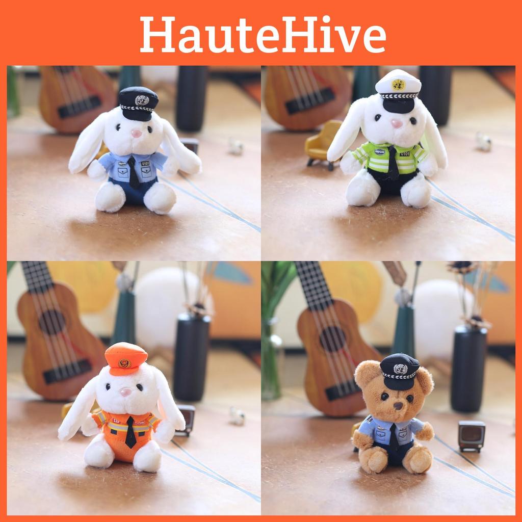 Очаровательный плюшевый мишка-полицейский брелок Милый мягкий плюшевый аксессуар для игрушек