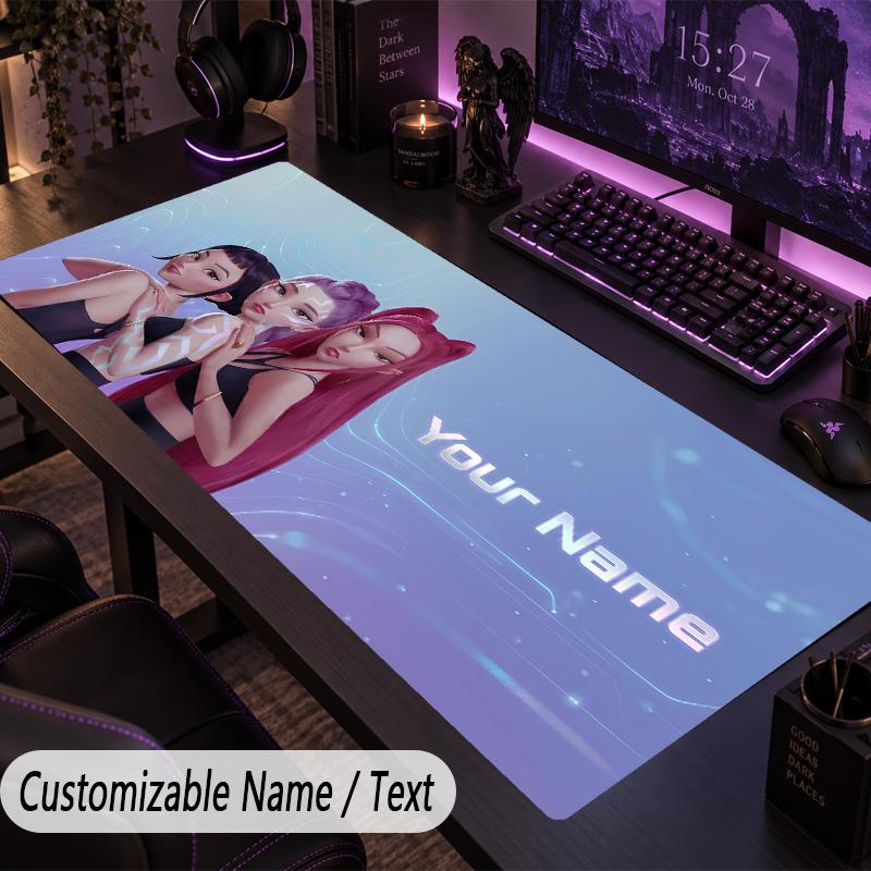 Custom Text Big Mousepad, Extended Desk Pad For Laptop Work GameKpop Demon Hunters