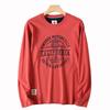 Retro Trendy Letter Print Long-Sleeve T-Shirt for Men, American-Style Casual Washed Pure Cotton, Comfortable Round-Neck Base Shirt