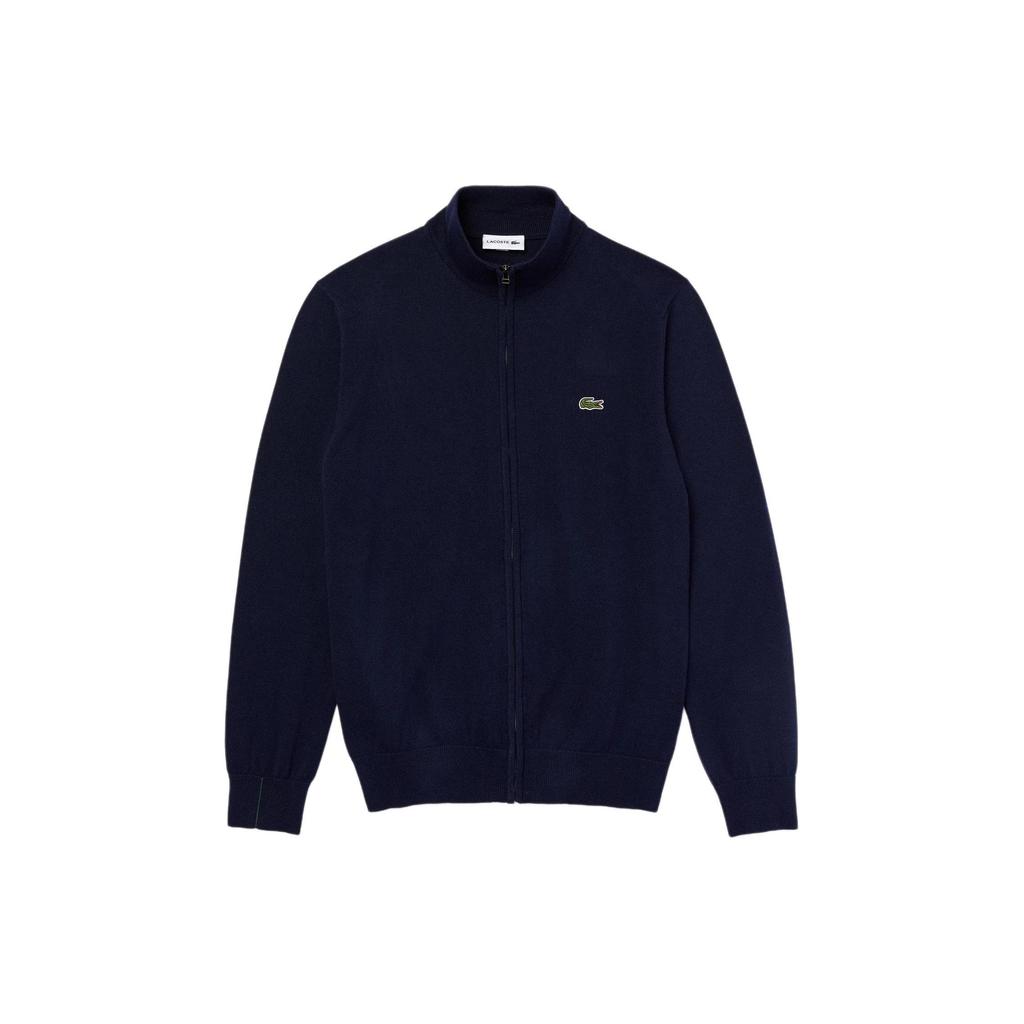 LACOSTE Stand Up Collar Organic Cotton Zippered Sweater Men's Marine Blue AH1957-166