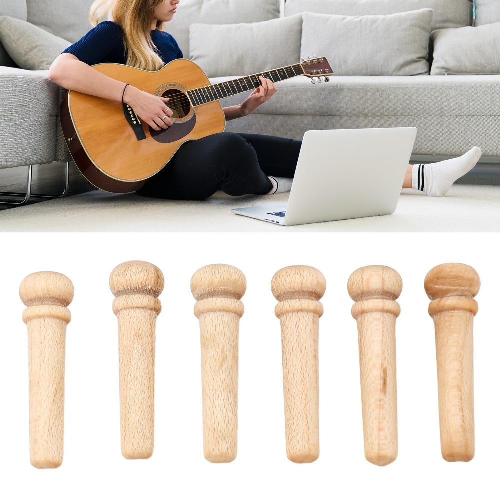 6PCS Wood Bridge Pin Replacement Wood Color Acoustic Guitar Pin Guitar Bridge Pin For Guitar