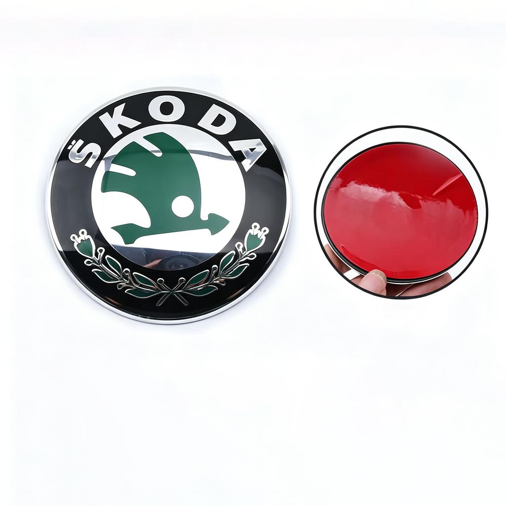 CXUX8 ABS Front Rear Emblem for Skoda Octavia Fabia, 8.0cm/9.0cm, Multi-Color Optional, Single Piece, Front Grille & Trunk Badge