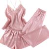 Women's Lace Satin Pajama Set - Camisole, Shorts & Wrap