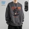 JEANSWEST LIFE Men's Round Neck Pullover Sweatshirt with JZS Cool Orange Black Cat Graphic
