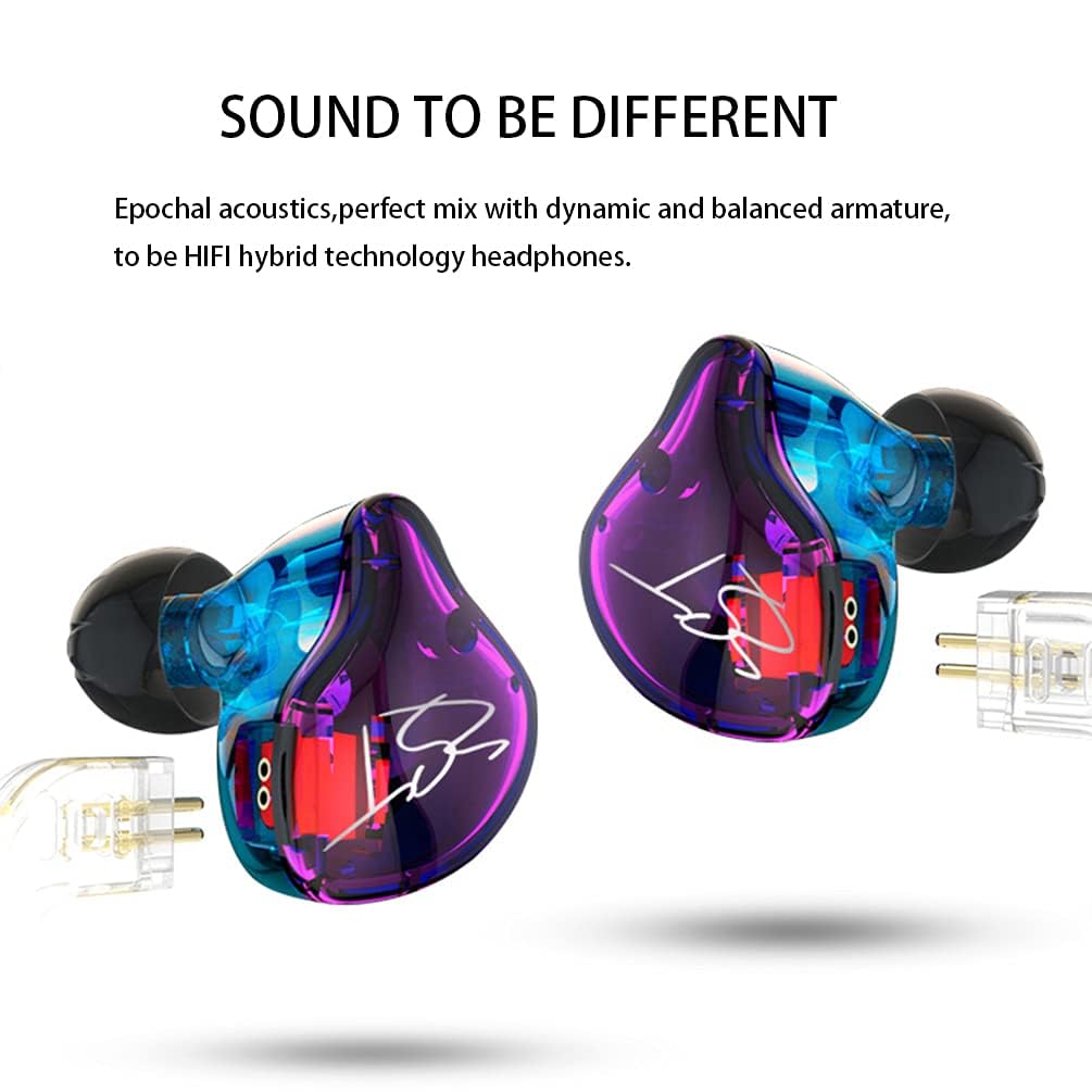 Внутриканальные наушники KZ ZST 1BA 1DD, Прозрачные Hi-Fi Мониторные Наушники, Проводные Спортивные Игровые Наушники для Музыкантов, Певиц и Аудиофилов (3,5 мм, Без микрофона,