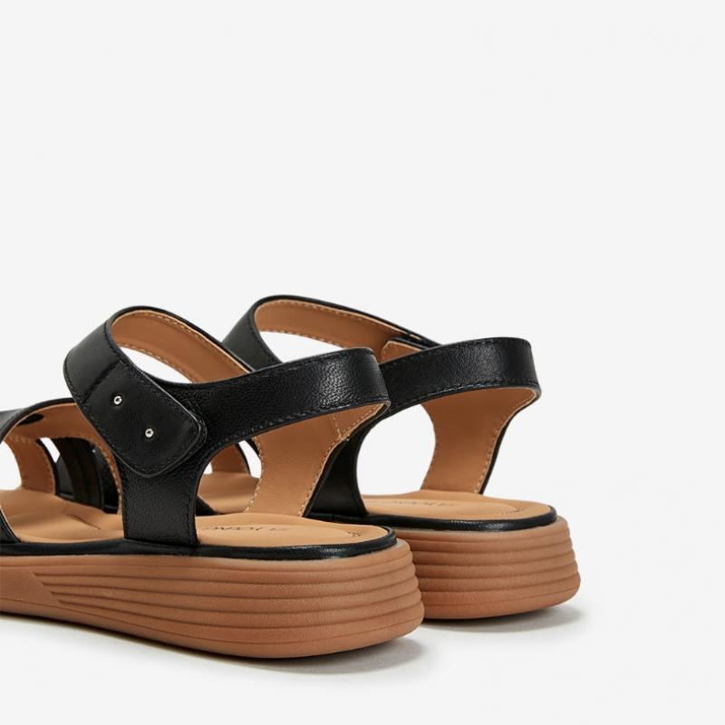 Young Age Women Lambskin Max Cushion Sandals Black