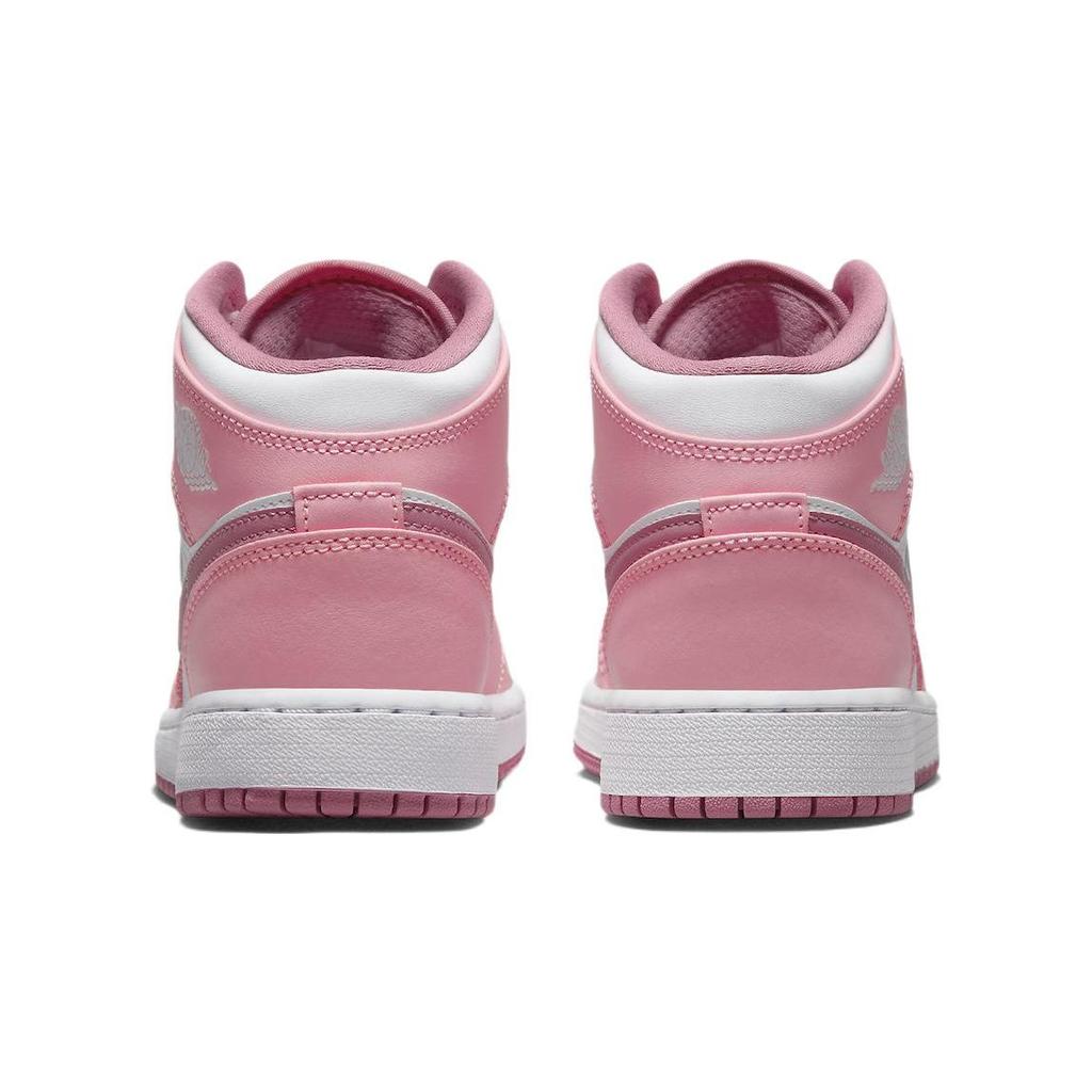 Кроссовки Air Jordan 1 Mid GS День Святого Валентина 2023 Детские Розовый Коралловый-Песочный Пустынный-Ягодный DQ8423-616