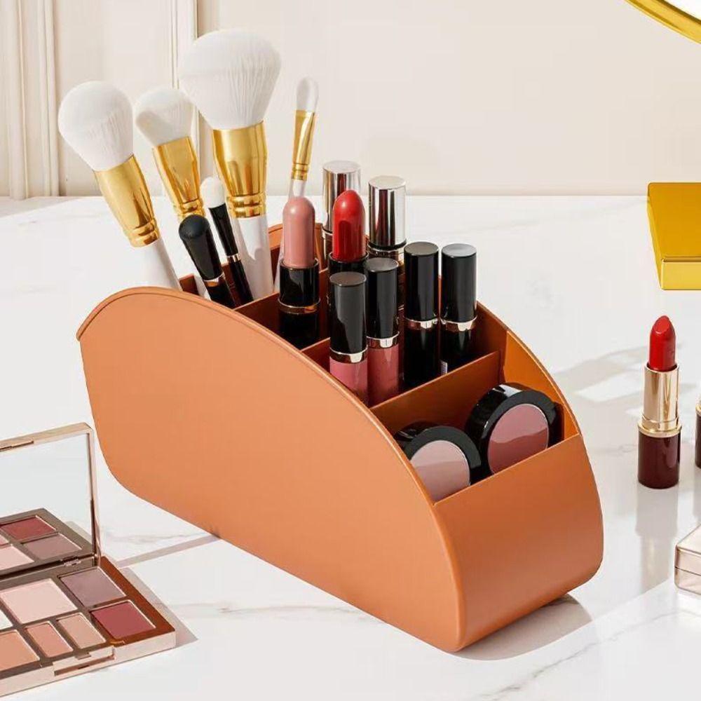 5 Compartments Remote Control Holder Multifunctional Solid Color Makeup Brush Storage Bucket Simple Space-Saving