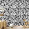 Wallpaper Black and white flowers gray, light gray and graphite 50x1000