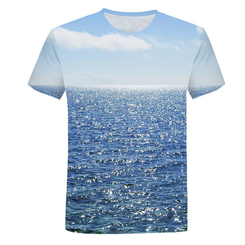 Summer Seaside Scenery Graphic T Shirts Fashion Men's T-shirts With Casual Beach Style 3D Print Nature Landscape Pattern T-shirt