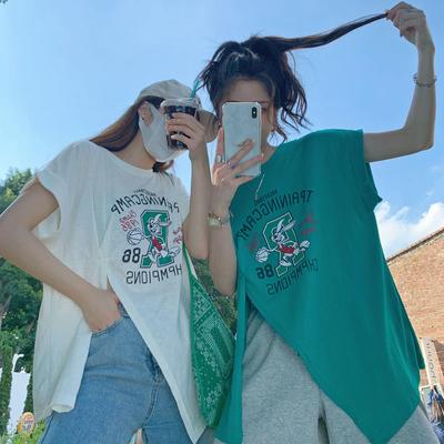 Летняя женская футболка с короткими рукавами и неровными разрезами, хлопковая блузка для женщин