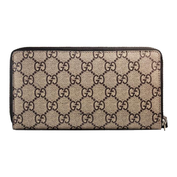 Gucci Печать Голова Тигра Винтажный Логотип Холст и Кожа Длинный Кошелек на Молнии Мужской кошелек Эбеновое Черное 451273-K5Z1N-8666