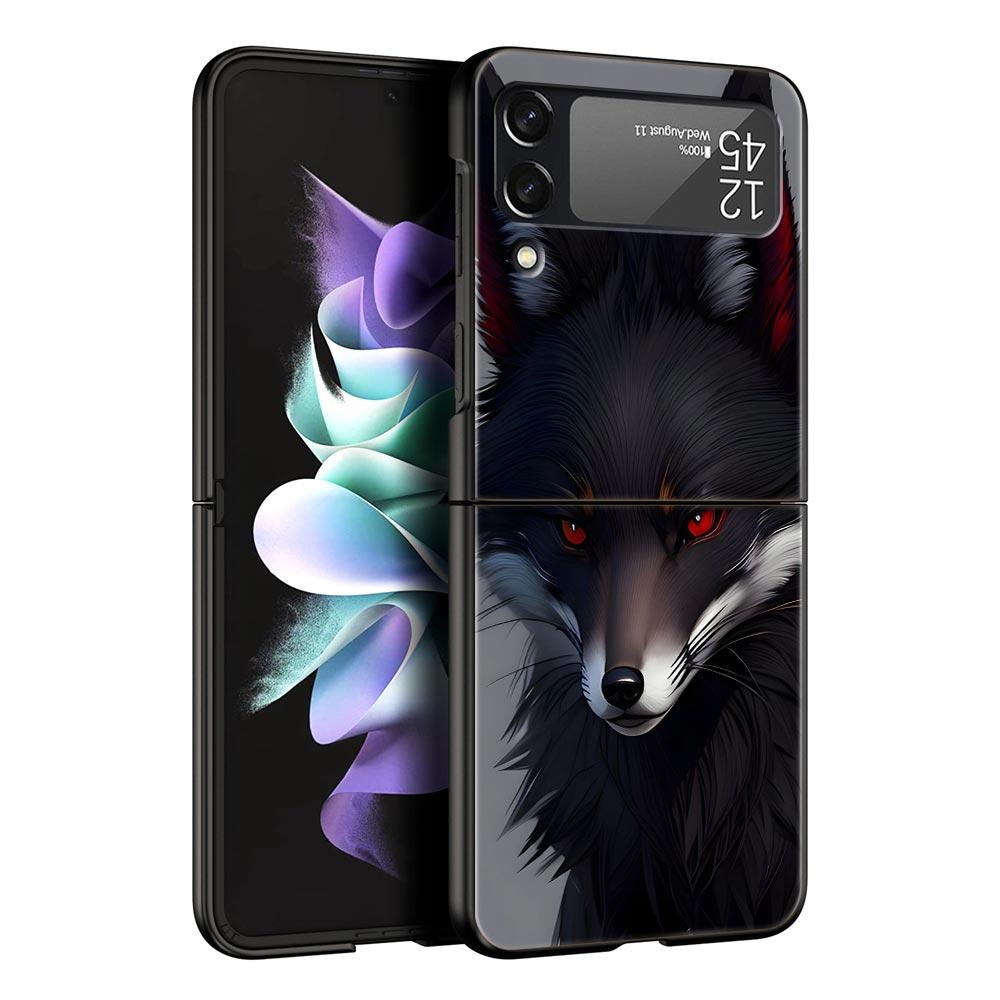 Красная Лиса Жесткий ПК Чехол для Телефона Для Samsung Galaxy Z Flip 7 6 5 4 Черный Чехол Для Galaxy Z Flip 3 Складной Корпус Fundas Capas Coque