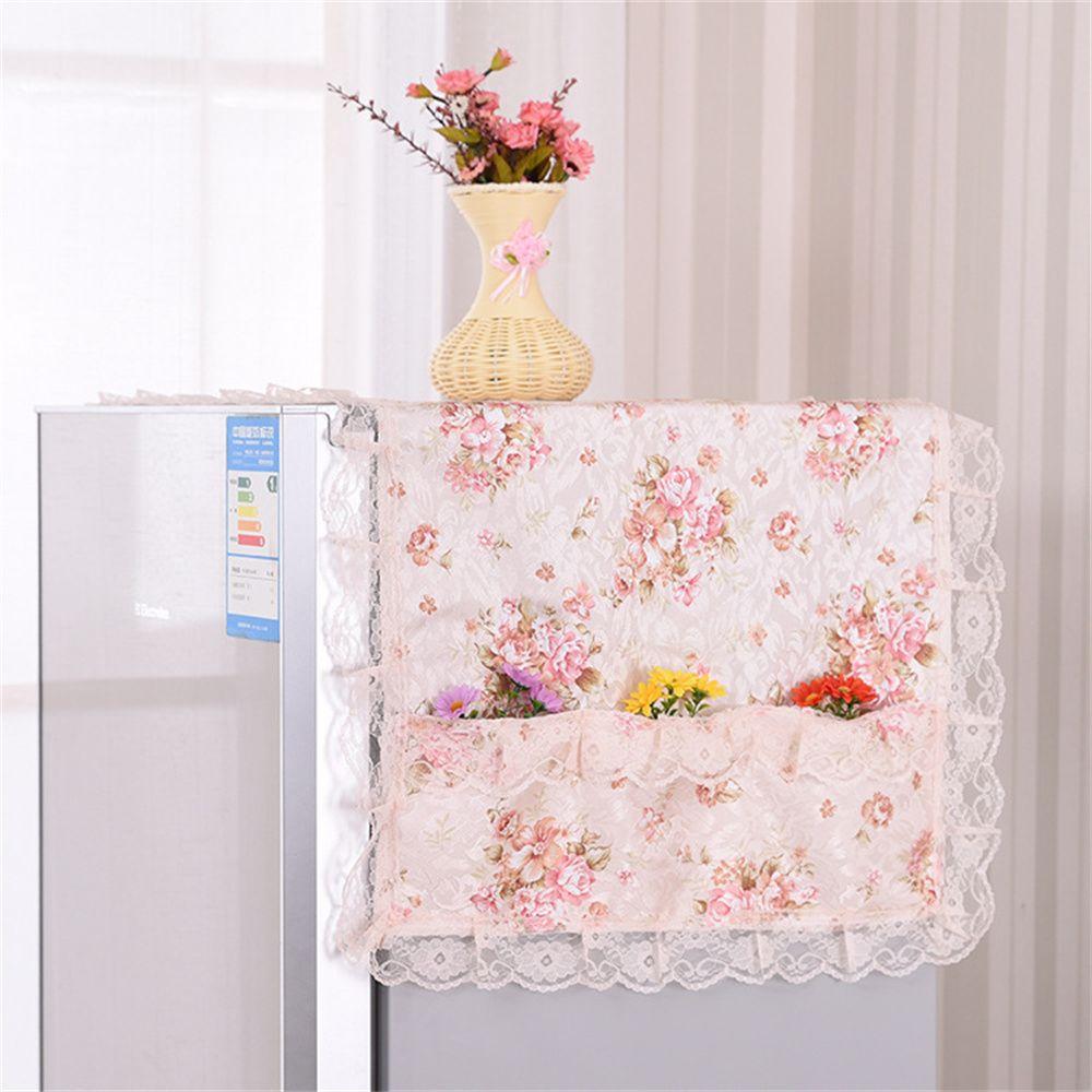 Pink Hanging Bag Art Cloth Dust Cover Refrigerator Cover Cloth Cover Flower