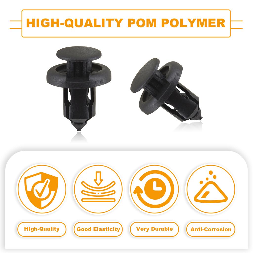 Universal 10mm Hole Size 50PCS Car Bumper Clips Nylon Rivet Fastener Fender for Honda & Acura Replace Push Rivet Mud Flap
