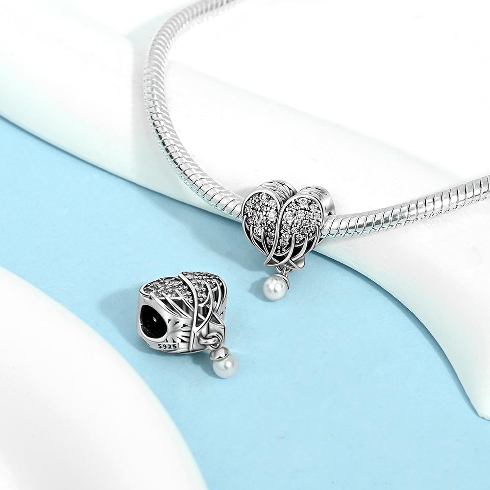 Подвеска Шар-подвеска Медный Ангельское Крыло Сердце Бусины Подходят для Оригинального Браслета Для Изготовления Украшений Подарок на День Святого Валентина