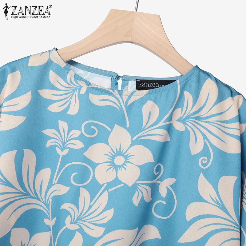 ZANZEA Женский повседневный костюм из двух частей: блузка с цветочным принтом и широкие брюки