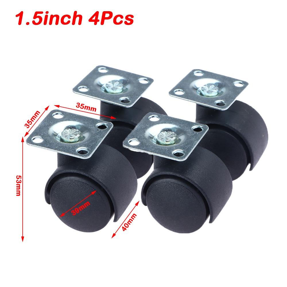 4Pcs 1/1.5inch Swivel Casters Silent Operation Wear Resistant Office Chair Casters Shock Absorbing with Brake Universal Wheels