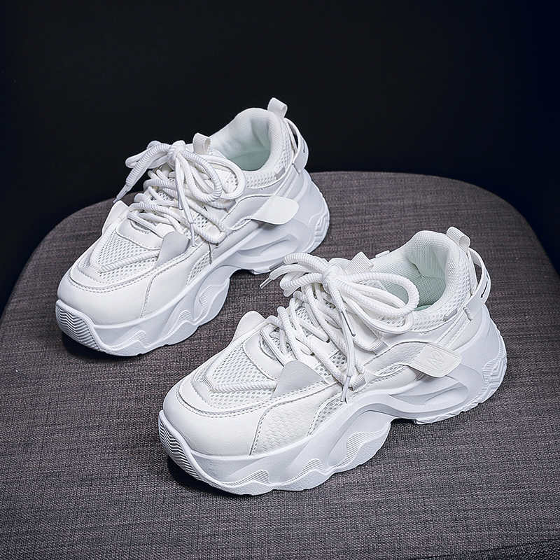 Женские белые туфли на платформе с круглым носком и нескользящей подошвой, на черном каблуке, кроссовки спортивные, высокого класса, перепродажа, плоские