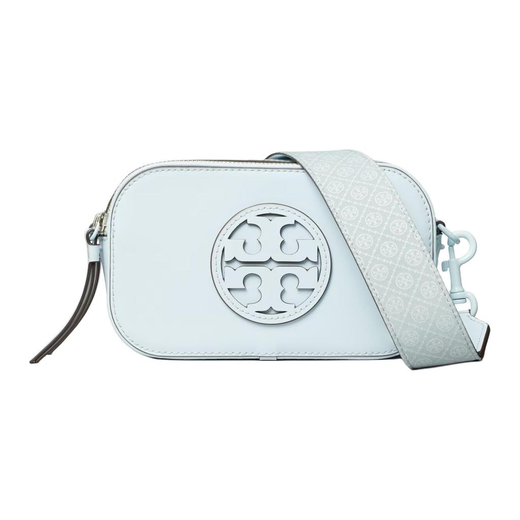Tory Burch Мини-сумка через плечо на молнии с логотипом Miller, лакированная, женская, синяя 158489-400
