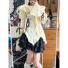 Y2k Vintage dantelli ko'ylaklar ayollar gotik estetik goth bandajli bluzka Harajuku Fairycore Lolita V bo'yinli uzun yengli tops