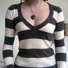 Women's New Low-cut Sexy V-neck Striped Slim Temperament Bottoming Knitwear