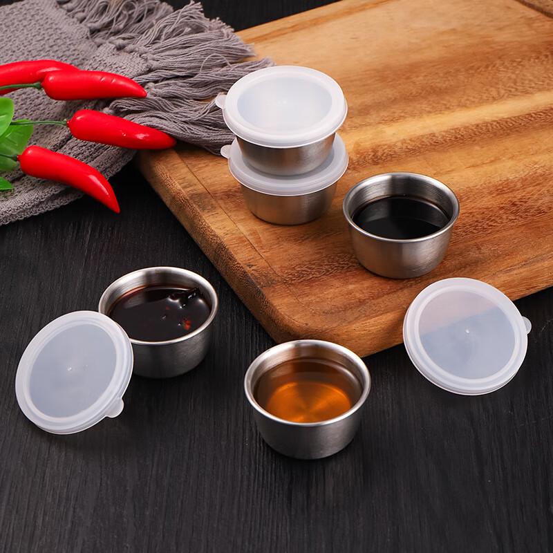 ZISIZ 304 Stainless Steel Dipping Dishes with Transparent Lids