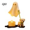 Anthropomorphic Ghost Pet Statue Walking Dog Night Light, 3D Printed LED Warm Lamp, Cute Playful Sculpture Puppy with Candle, Halloween Home