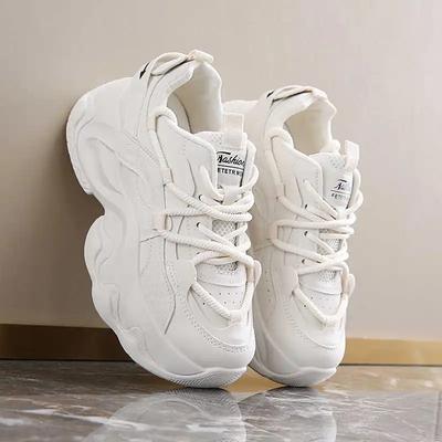 Платформа Массивная Женская Обувь с Круглым Носком Повседневная Роскошная Дизайнерская Обувь Кроссовки на Шнуровке Спортивная Дизайнерская Дешевле