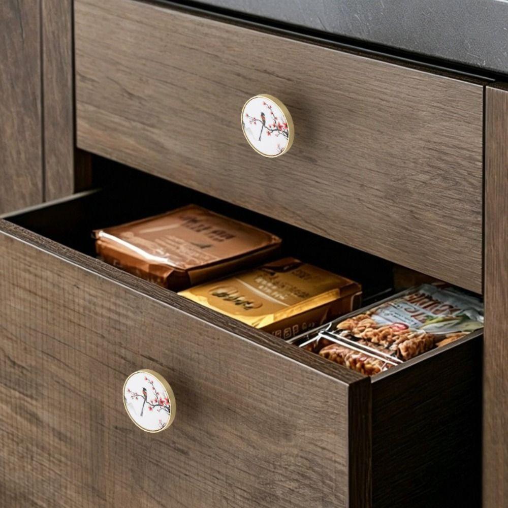Gold Rim Cabinet Knobs Circular Shape Drawer Knobs Creative Door Knobs For Kitchen Cabinet