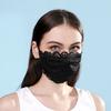 Черная кружевная защита для лица с цветочным принтом, регулируемая веревка для ушей, дышащая, одинарная, двухслойная, для езды на велосипеде, бега, летняя женская защита для лица