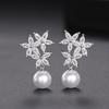Earrings For Women, Flower Imitation Pearl Princess Jewelry, High-End Evening Dress Wedding Style