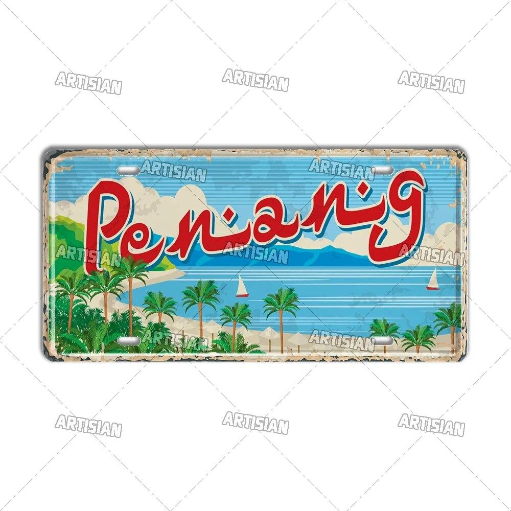 Artisian PHILIPPINES Malaysian License Plate City Metal Sign Landmark Decorative Vehicle Plate Wall Decor Garage Bar Pub Club
