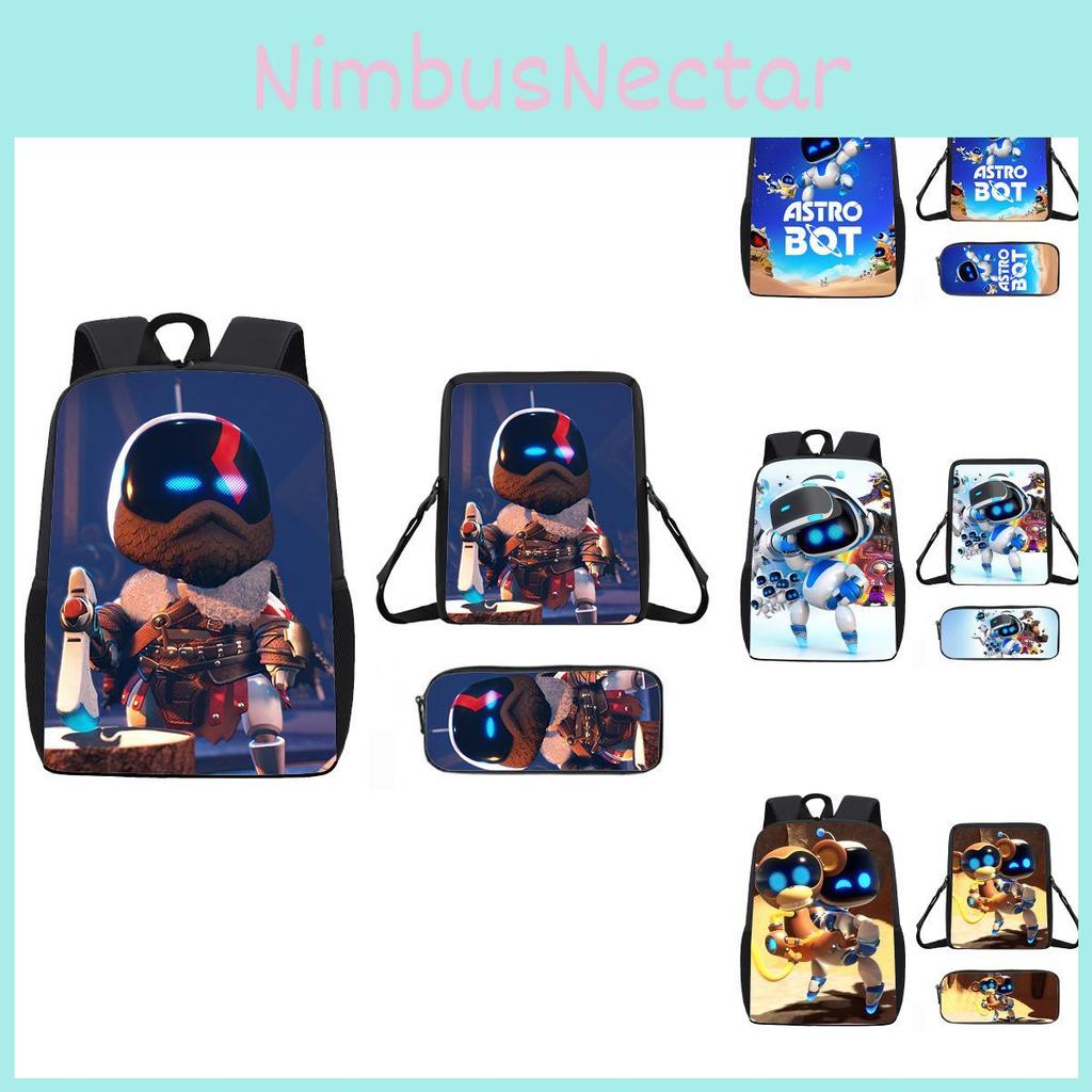 Astro Bot Backpack For Kids With Breathable Oxford Fabric And Cartoon Print For School Use