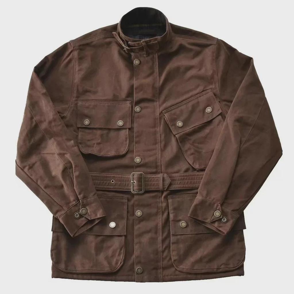 Мужская куртка-ветровка Shenwu American Retro из вощеной ткани для мотоциклистов - зимняя, цвета хаки