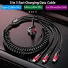 Cable de carga rápida 3 en 1, cable USB retráctil universal para coche, carga múltiple portátil